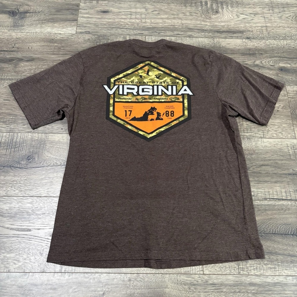 Bass Pro Shops Shirt Mens Large Brown Virginia Hunting Fishing Graphic Tee